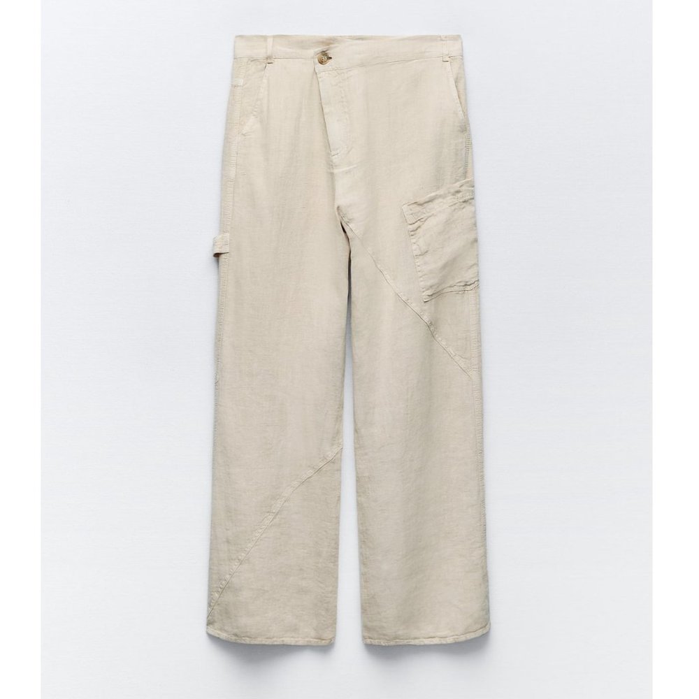 Zara Angled Waist Pants Sand Beige NWT - Picture 14 of 15